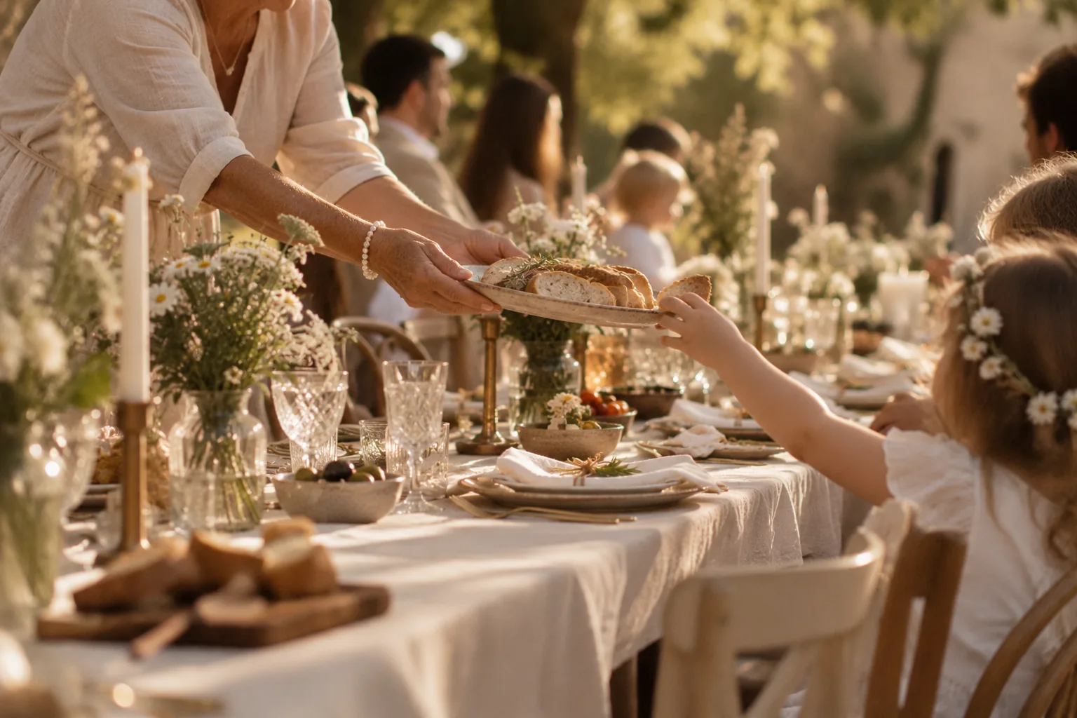 Familienfest nach der Taufe im Garten
